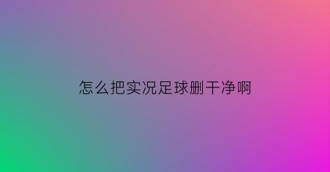 怎么把实况足球删干净啊(实况足球如何删除编辑数据)