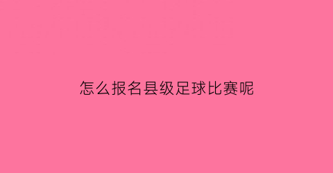 怎么报名县级足球比赛呢(足球比赛报名人数要求)