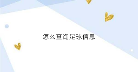 怎么查询足球信息(足球球队信息怎么查)