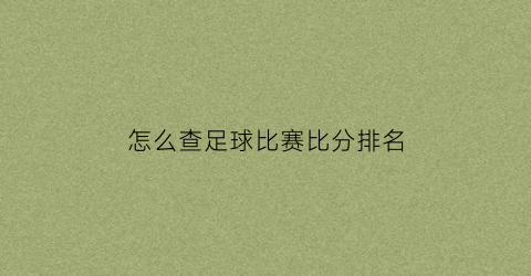 怎么查足球比赛比分排名(足球比赛比分在哪里看)