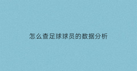 怎么查足球球员的数据分析(怎么查足球球员的数据分析表)