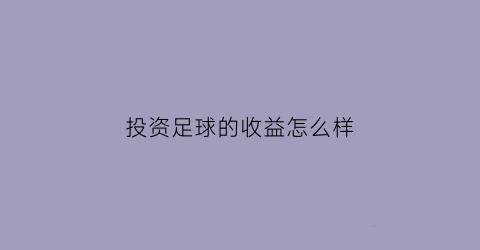 投资足球的收益怎么样(投资过足球的大企业)