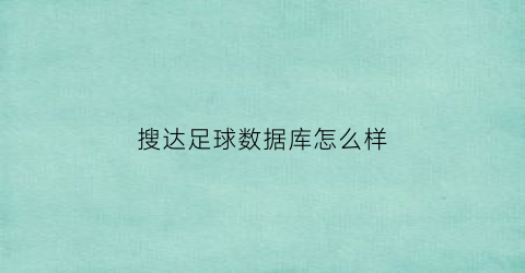 搜达足球数据库怎么样(搜达足球数据库怎么样可靠吗)