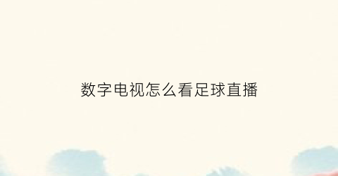 数字电视怎么看足球直播(数字电视怎么看足球直播视频)