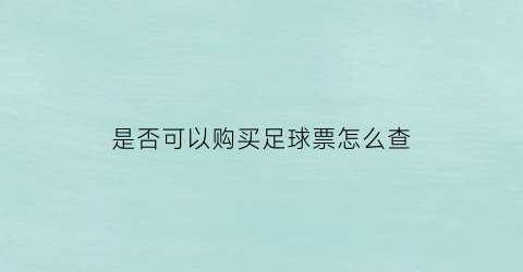 是否可以购买足球票怎么查(足球票哪里买)