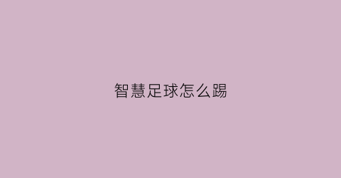 智慧足球怎么踢(智慧足球棋)