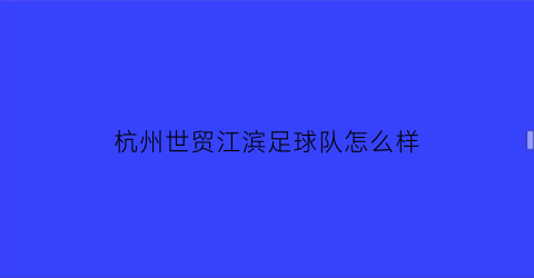 杭州世贸江滨足球队怎么样(杭州经济技术开发区世茂江滨商业中心)