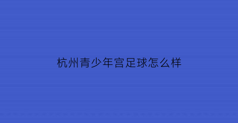 杭州青少年宫足球怎么样(杭州市青少年宫初中俱乐部)