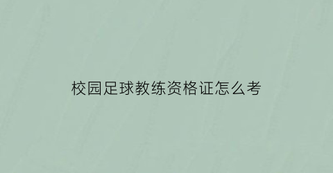 校园足球教练资格证怎么考(校园足球教练工资低干不下去了)