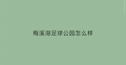 梅溪湖足球公园怎么样(梅溪湖足球场)