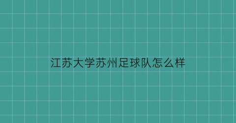 江苏大学苏州足球队怎么样(江苏大学足球场)