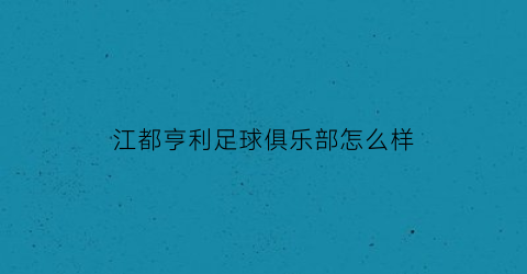 江都亨利足球俱乐部怎么样(江都亨达水务公司)