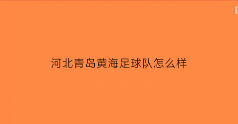 河北青岛黄海足球队怎么样(青岛黄海足球队官网)