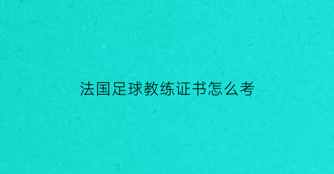 法国足球教练证书怎么考(法国的足球教练)