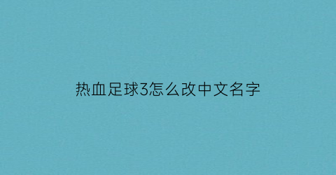 热血足球3怎么改中文名字(热血足球3怎么玩)