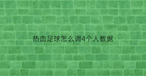 热血足球怎么调4个人数据(热血足球怎么4人联机)