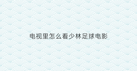 电视里怎么看少林足球电影(哪里可以看到少林足球)