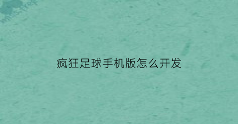 疯狂足球手机版怎么开发(疯狂足球队)