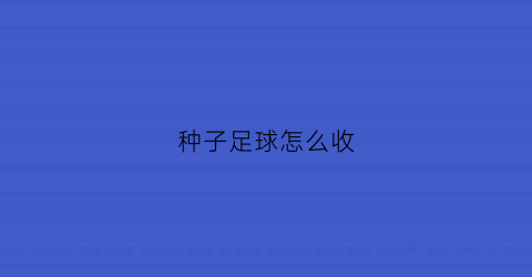 种子足球怎么收(种子球队有什么好处)