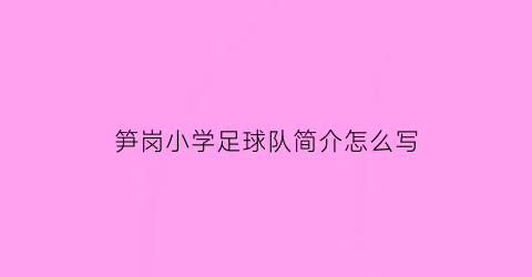 笋岗小学足球队简介怎么写(小学足球队名称大全)