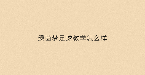 绿茵梦足球教学怎么样(绿茵梦想公司怎么样)