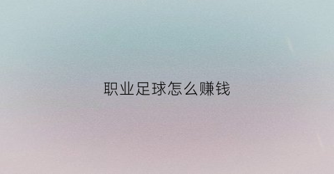职业足球怎么赚钱(怎么从事足球行业)