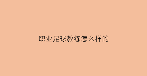 职业足球教练怎么样的(足球教练员前景怎么样)