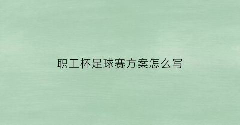 职工杯足球赛方案怎么写(教职工足球赛方案)