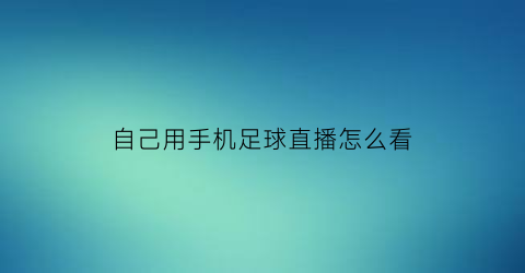 自己用手机足球直播怎么看(自己用手机足球直播怎么看直播回放)