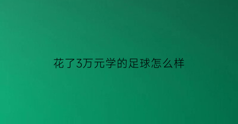 花了3万元学的足球怎么样(孩子学足球花钱多吗)