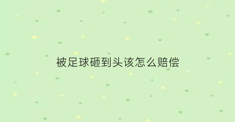 被足球砸到头该怎么赔偿(被足球砸到头会不会脑出血)