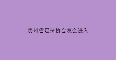 贵州省足球协会怎么进入(贵州省2020足球协会官网)