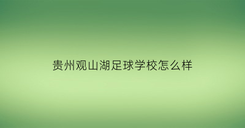 贵州观山湖足球学校怎么样(贵州观山湖足球学校怎么样报名)