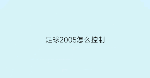 足球2005怎么控制(足球怎么控球)