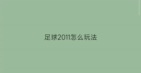足球2011怎么玩法(足球11游戏)