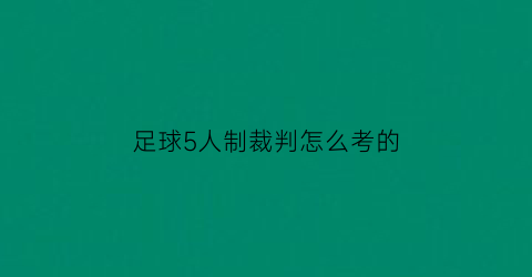 足球5人制裁判怎么考的(足球五人制裁判员)