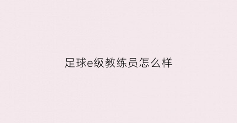 足球e级教练员怎么样(足球e级教练员有什么用)