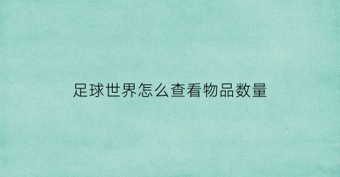 足球世界怎么查看物品数量(足球世界怎么查看物品数量信息)