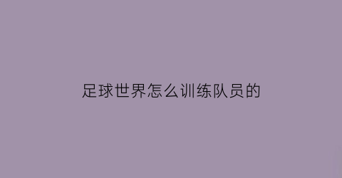 足球世界怎么训练队员的(足球世界怎么训练球员)