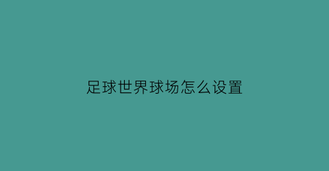 足球世界球场怎么设置(足球世界操作设置)