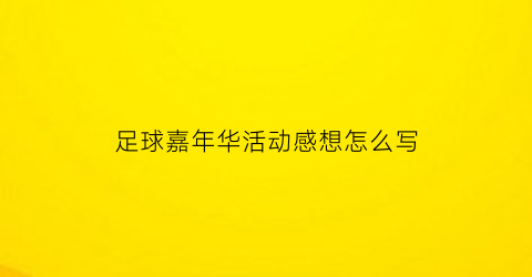 足球嘉年华活动感想怎么写(足球嘉年华的感受)