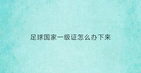 足球国家一级证怎么办下来(足球一级证可以考什么大学)