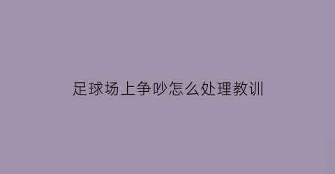 足球场上争吵怎么处理教训(足球场上打架怎么处罚)