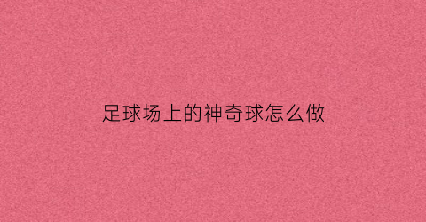 足球场上的神奇球怎么做(足球场上的奇葩)