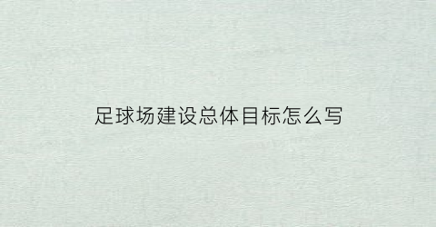 足球场建设总体目标怎么写(足球场地建设情况汇报)