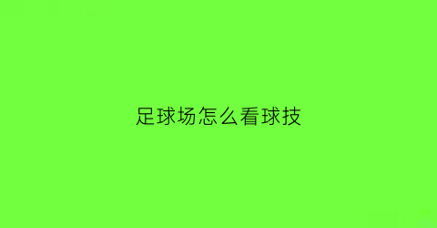 足球场怎么看球技(足球怎么看懂)