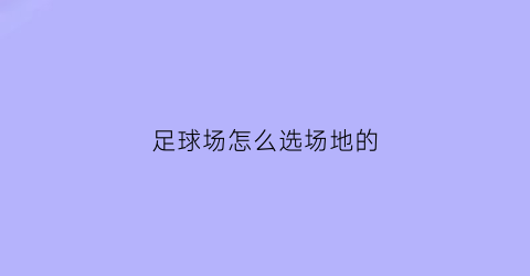 足球场怎么选场地的(足球场啥样)
