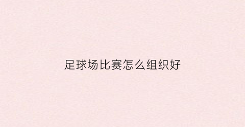 足球场比赛怎么组织好(如何组织足球比赛)