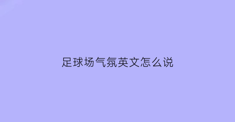 足球场气氛英文怎么说(足球场english)