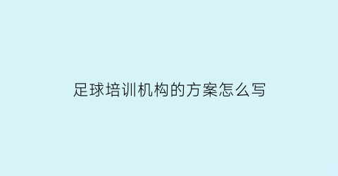 足球培训机构的方案怎么写(足球培训机构简介)